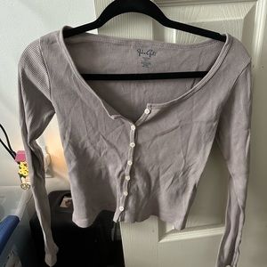 Light purple long sleeve fitted shirt (very flattering)